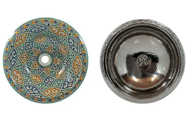 Maroko | Tradycyjne marokańskie umywalki: ceramiczna i miedziana